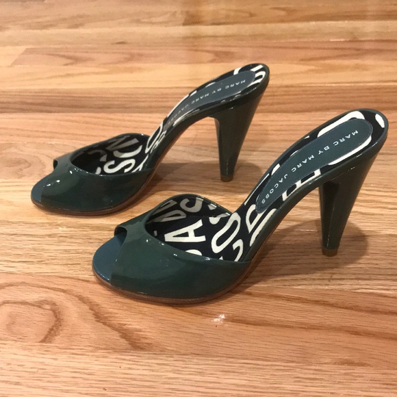 Marc by Marc Jacobs Green Open Toe Heels Sz 5.5 - Picture 4 of 6